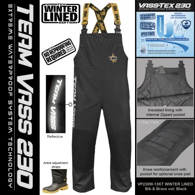 Team Vass 230 Winter Lined Bib & Brace in Black